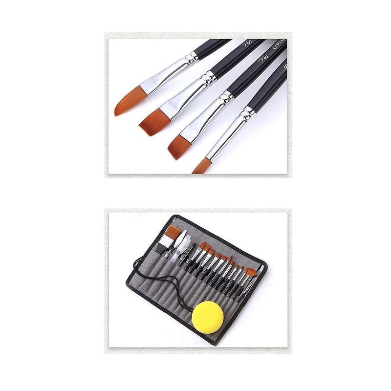 Nylon Hair Acrylic Paint Brushes with Drawstring Case, Artist Paint Brush Set for Acrylic Oil Water