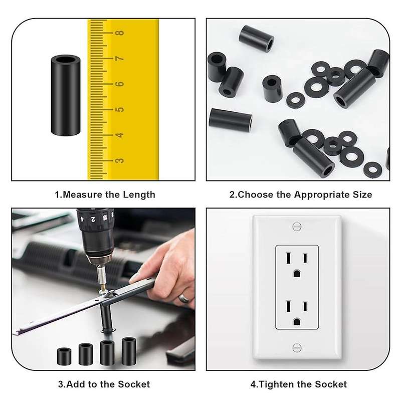 Nylon Spacers, Plastic Spacers Washers Assortment Kit, 345 Pcs Electrical Outlet Screw Spacers, M3