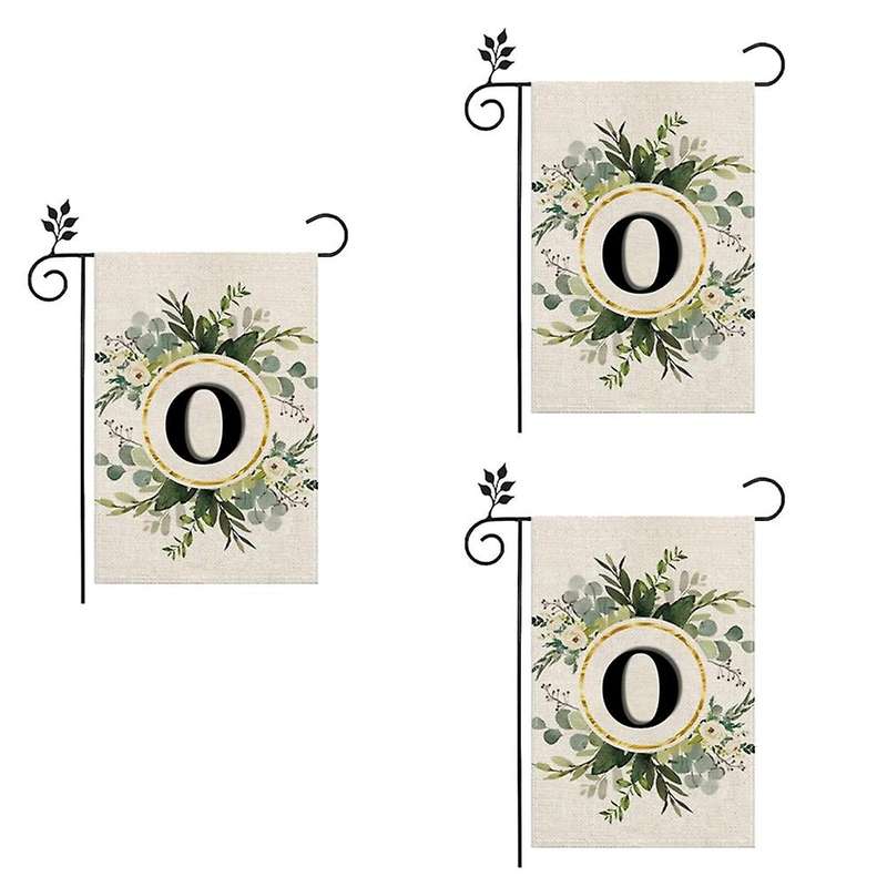 O Linen Garden Flag Double Layer Double Sided Letters Holiday Outdoor Flag Yard Decoration Flag