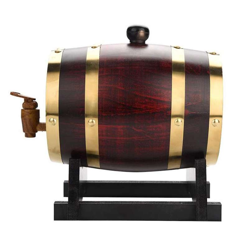 Oak Wine Barrel 1.5L Whiskey Barrel Dispenser for Fine Wine Beer Whiskey Oak Storage Barrel