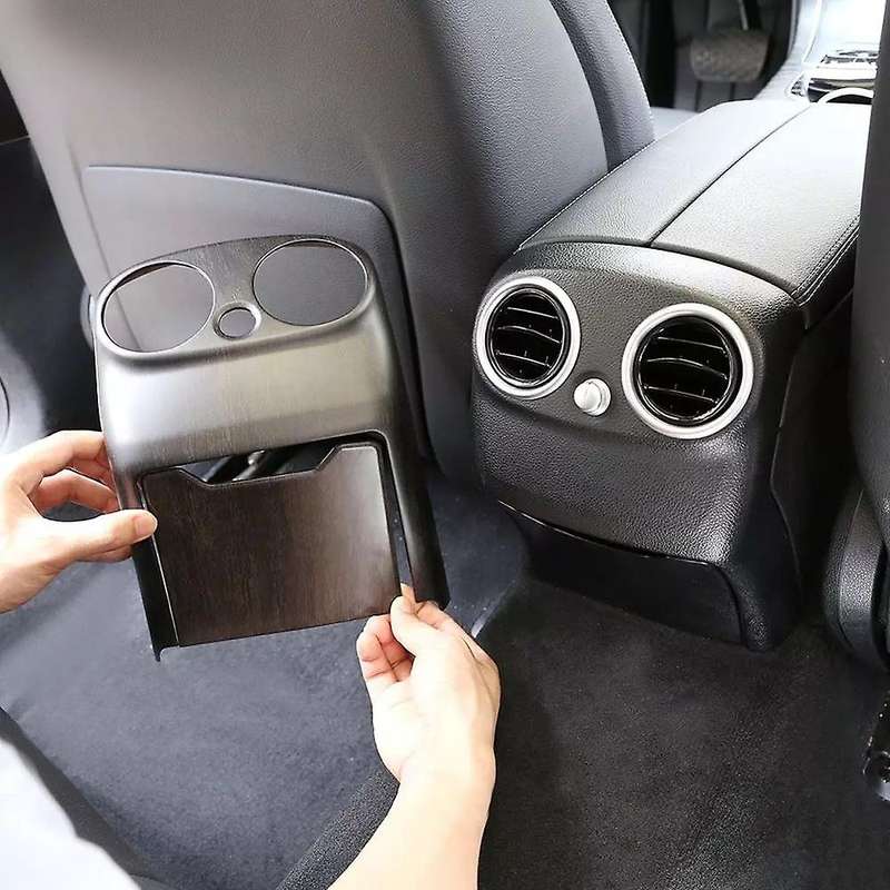 Oak Wood Car Rear Air Conditioning Vent Cover Armrest Box Kick Guard for C Class W205 2015-2018