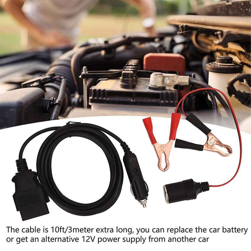 Obd Ii Vehicle Ecu Emergency Power Supply Cable Car Diagnostic Cable Memory Saver with Alligator Cli