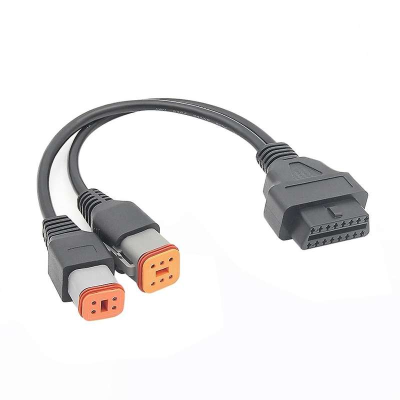 OBD2 Cable for 4Pin+6Pin 2 in 1 Motorcycle OBD Scanner Adapter, Motorcycle Diagnostic Tool 16 Pin to