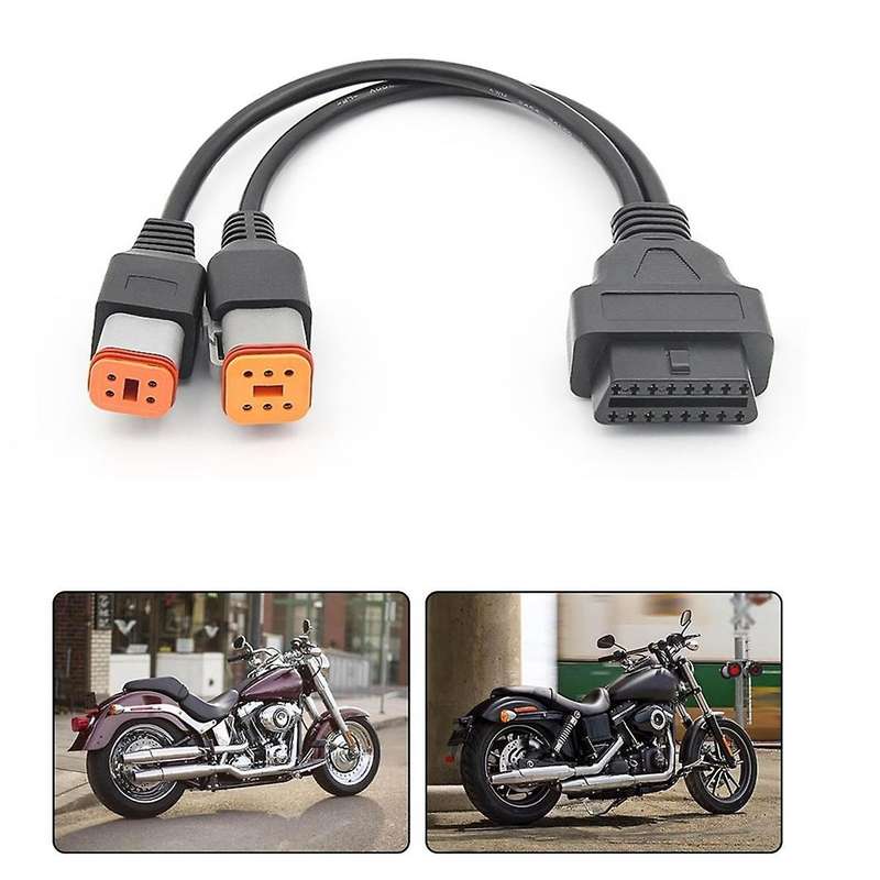OBD2 Cable for 4Pin+6Pin 2 in 1 Motorcycle OBD Scanner Adapter, Motorcycle Diagnostic Tool 16 Pin to