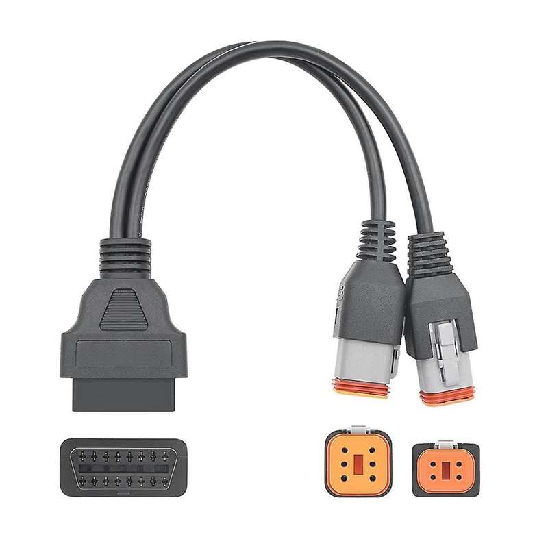 OBD2 Cable for 4Pin+6Pin 2 in 1 Motorcycle OBD Scanner Adapter, Motorcycle Diagnostic Tool 16 Pin to