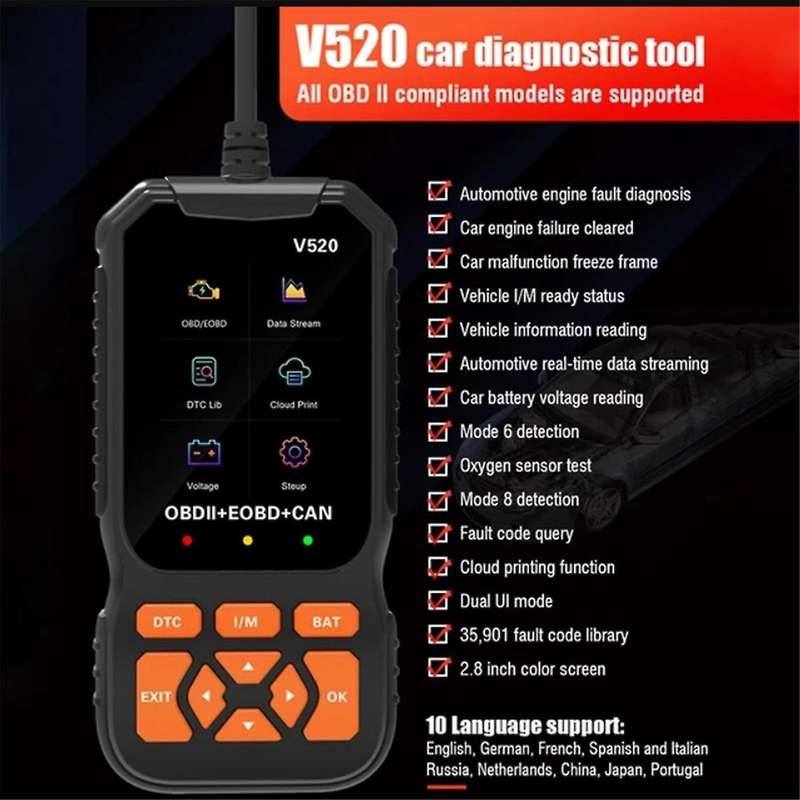 Obd2 Scanner Live Data Professional Mechanic Obdii Diagnostic Code Reader Tool for Check Engine