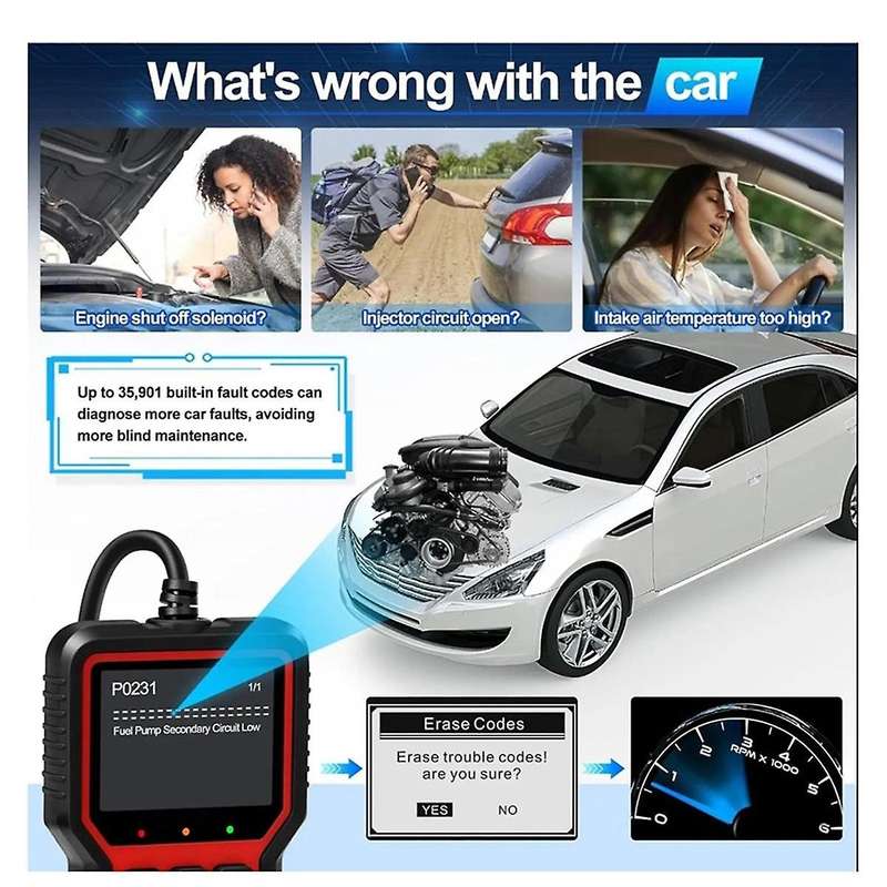 Obd2 Scanner Live Data Professional Mechanic Diagnostic Code Reader Tool for Check Engine Light Bat