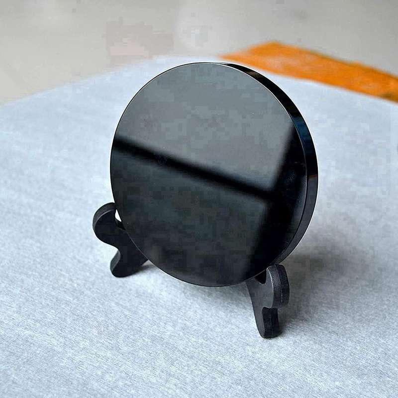 Obsidian with Stand Feng Shui Smooth Natural Crystal Home Decoration Gathering Wealth and Righteousn