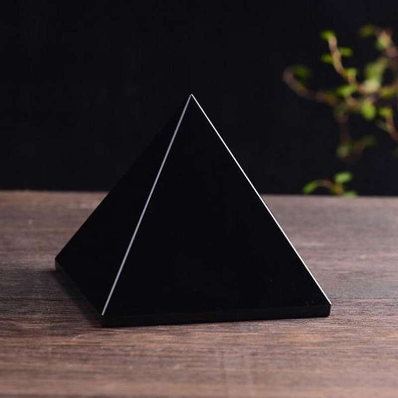 Obsidian Pyramid Pendulum Black Crystal Power Stone Ornaments Healing Pyramid Home Office Desk Acces