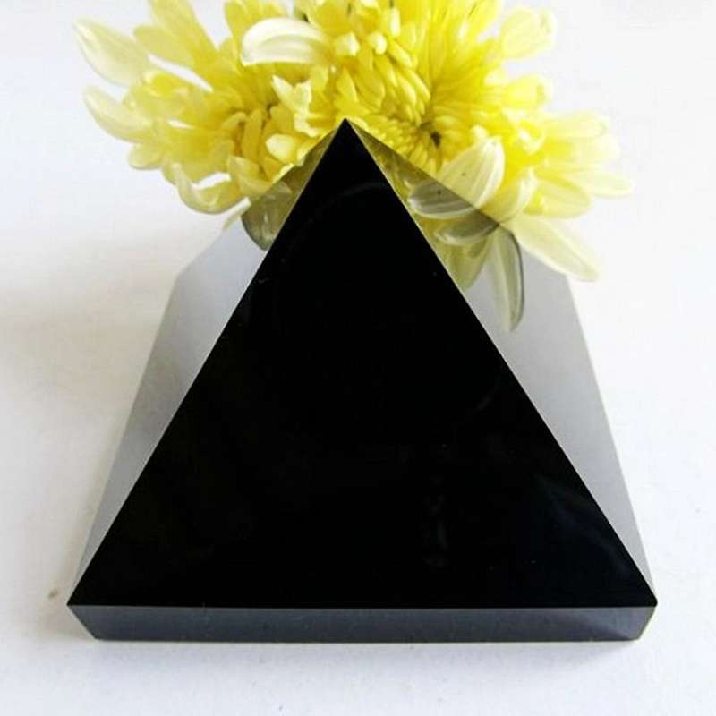 Obsidian Pyramid Pendulum Black Crystal Power Stone Ornaments Healing Pyramid Home Office Desk Acces