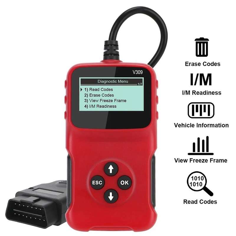 Obd2 Obdii V309 Scanner Automotive Wipe/reset Trouble Code Reader Diagnostic Tool Works On Most 1996
