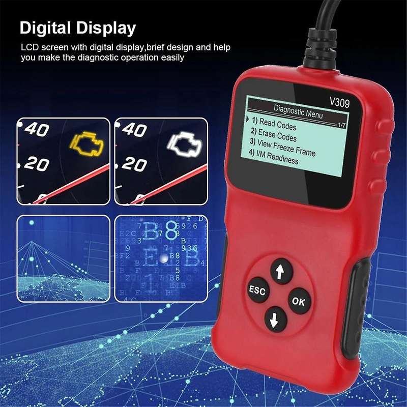 Obd2 Obdii V309 Scanner Automotive Wipe/reset Trouble Code Reader Diagnostic Tool Works On Most 1996