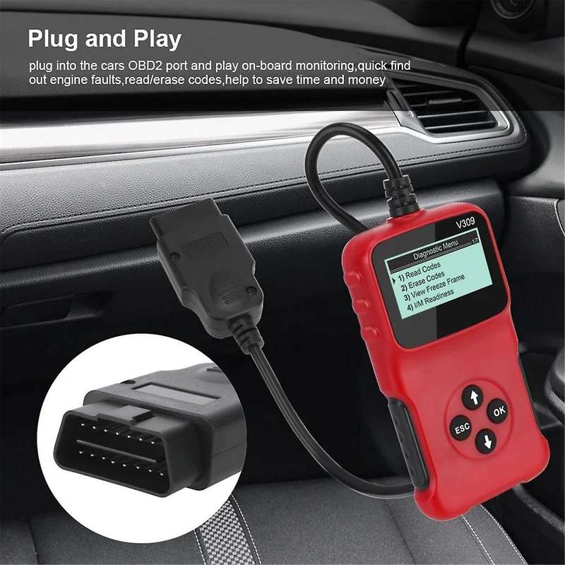 Obd2 Obdii V309 Scanner Automotive Wipe/reset Trouble Code Reader Diagnostic Tool Works On Most 1996