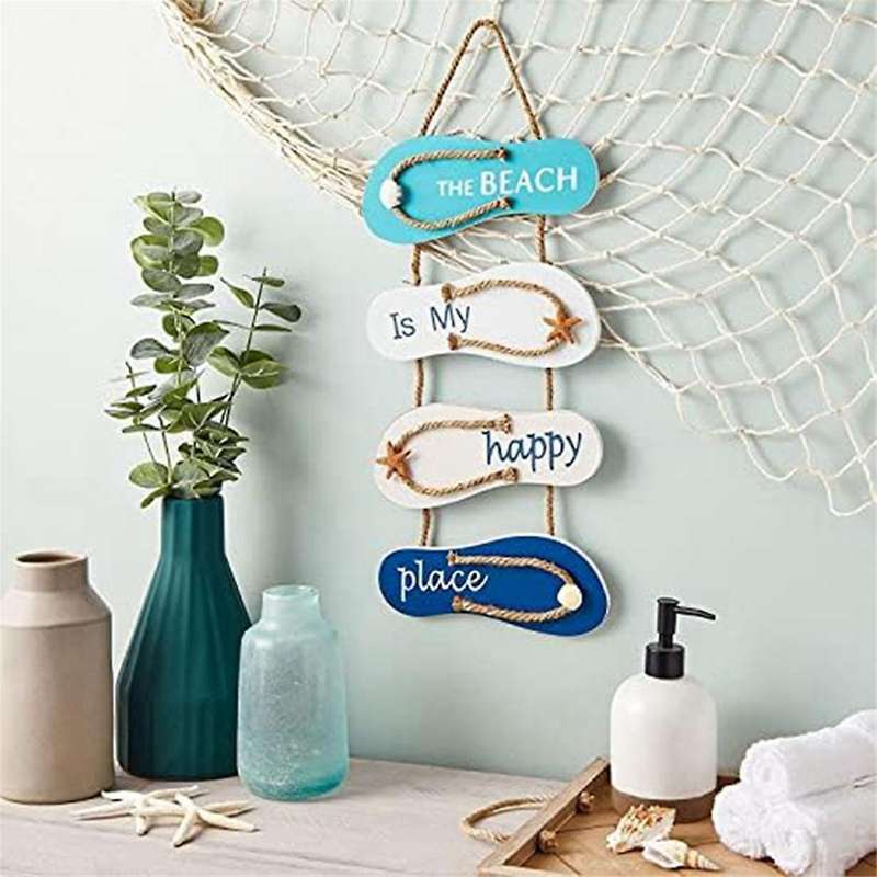 Ocean Decor Wall Art Flip Flop Wall Ornament, Slippers Hanging Decoration,ocean Decorfor Living Room