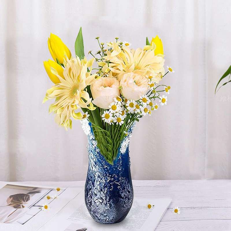 Ocean Resin Wave Vase Modern Flower Vases Exquisite Resin Desktop Flower Pot for Home Decoration,L