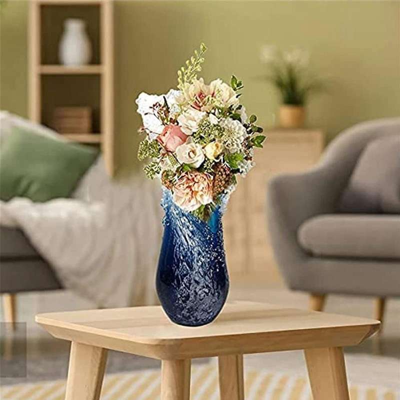 Ocean Resin Wave Vase Modern Flower Vases Exquisite Resin Desktop Flower Pot for Home Decoration,L