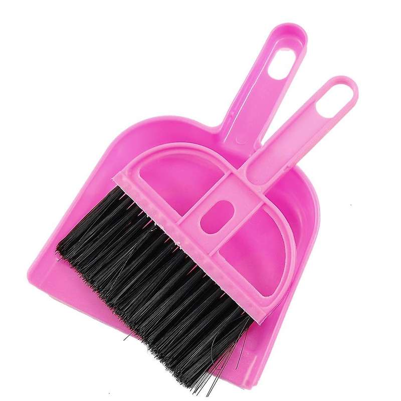 Office Home Car Cleaning Mini Whisk Broom Dustpan Set Pink Black