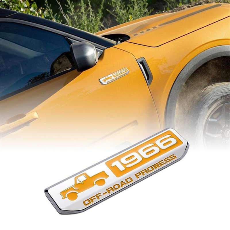 Off-Road 1966 Badge Emblem, Classic Metal 3D Emblem Overlay Decals Stickers for Rear and Sides Door,