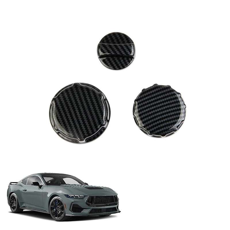 Oil Cap Brake Fluid Cap Antifreeze Cap Cover Trim for 2024 Interior Accessories Carbon Fiber