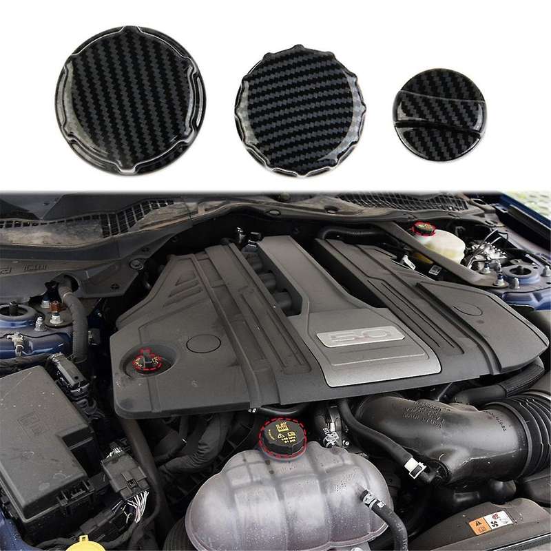 Oil Cap Brake Fluid Cap Antifreeze Cap Cover Trim for 2024 Interior Accessories Carbon Fiber