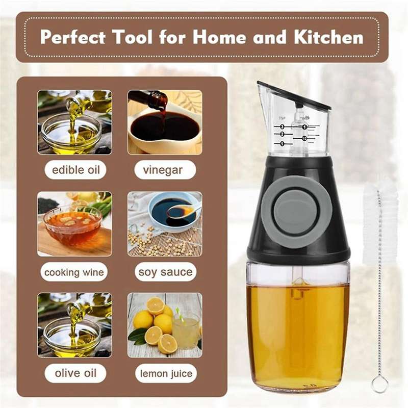 Oil Dispenser with Dosing Pump and Measuring Cup 250ml with Cleaning Brush