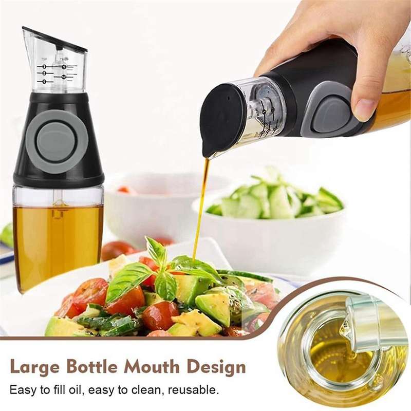 Oil Dispenser with Dosing Pump and Measuring Cup 250ml with Cleaning Brush