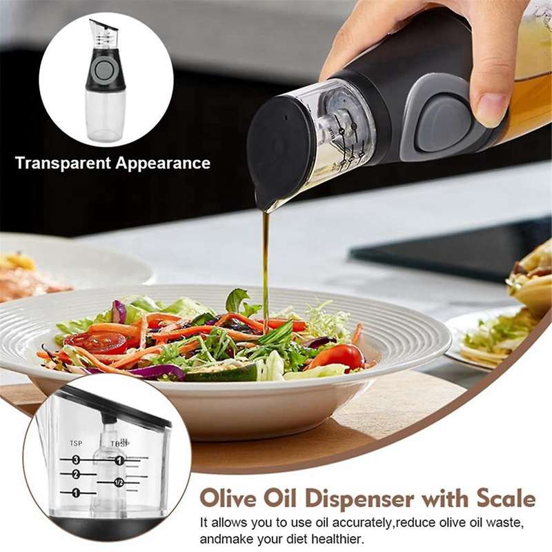 Oil Dispenser with Dosing Pump and Measuring Cup 250ml with Cleaning Brush
