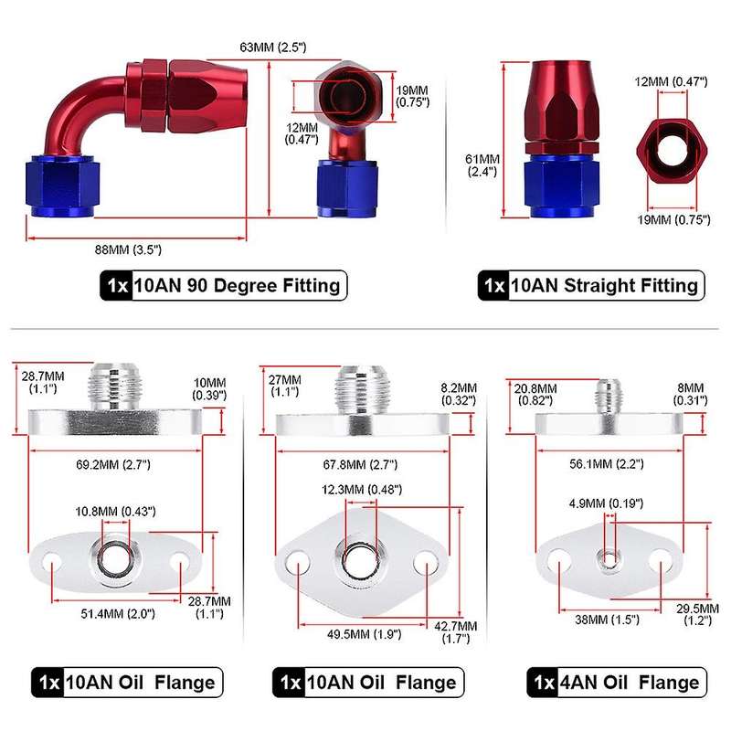 Oil Feed Line Drain Fitting Flange Kit for 1JZGTE 2JZGTE 1JZ/2JZ Single Turbo WLR-TOL22