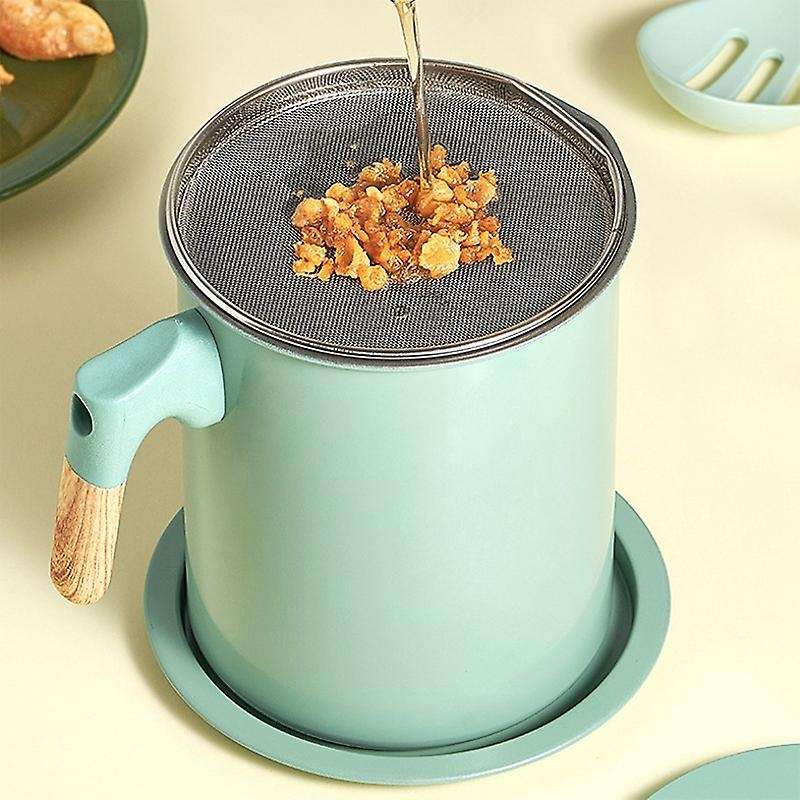 Oil Grease for Kitchen,1.4l Grease Container with Strainer and Dust-proof Lid,oil Filter Pot,light