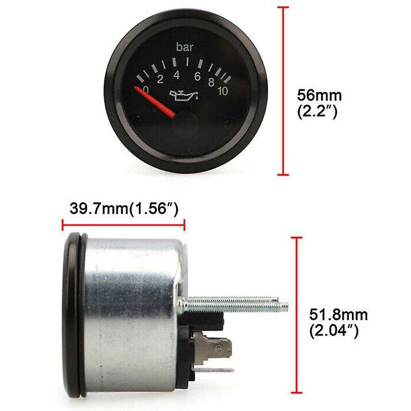 Oil Pressure Indicator Supplementary Instrument 0-10 Bar Gauge 52mm Cockpit