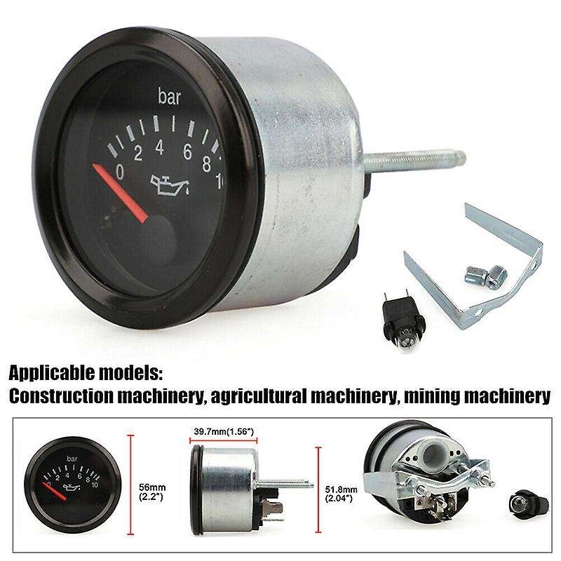 Oil Pressure Indicator Supplementary Instrument 0-10 Bar Gauge 52mm Cockpit
