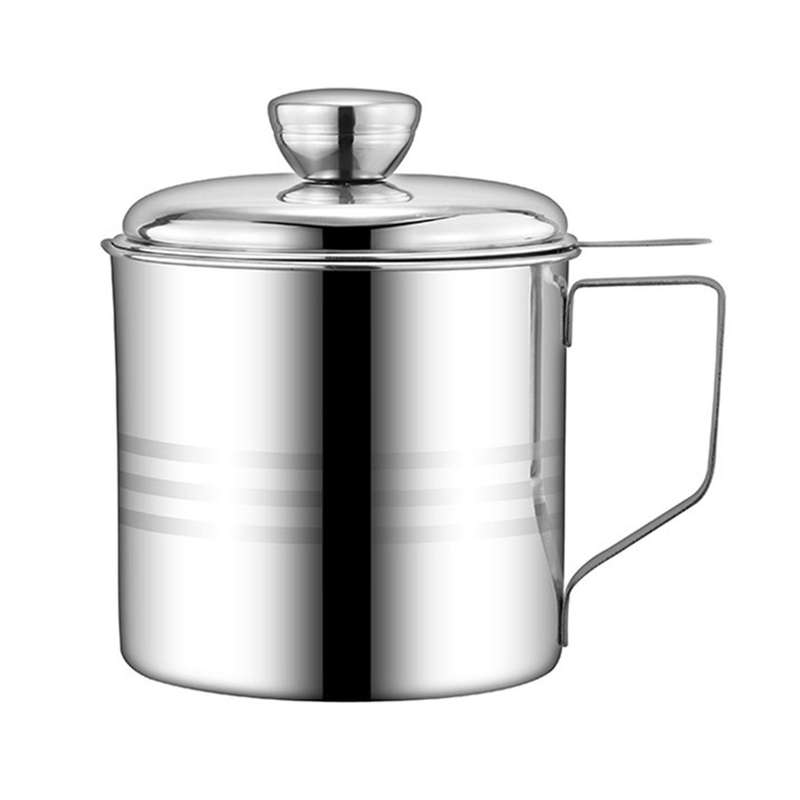 Oil Strainer Pot Stainless Steel Container Jug Can with Filter Leakproof Cooking Oil Pot Dispenser