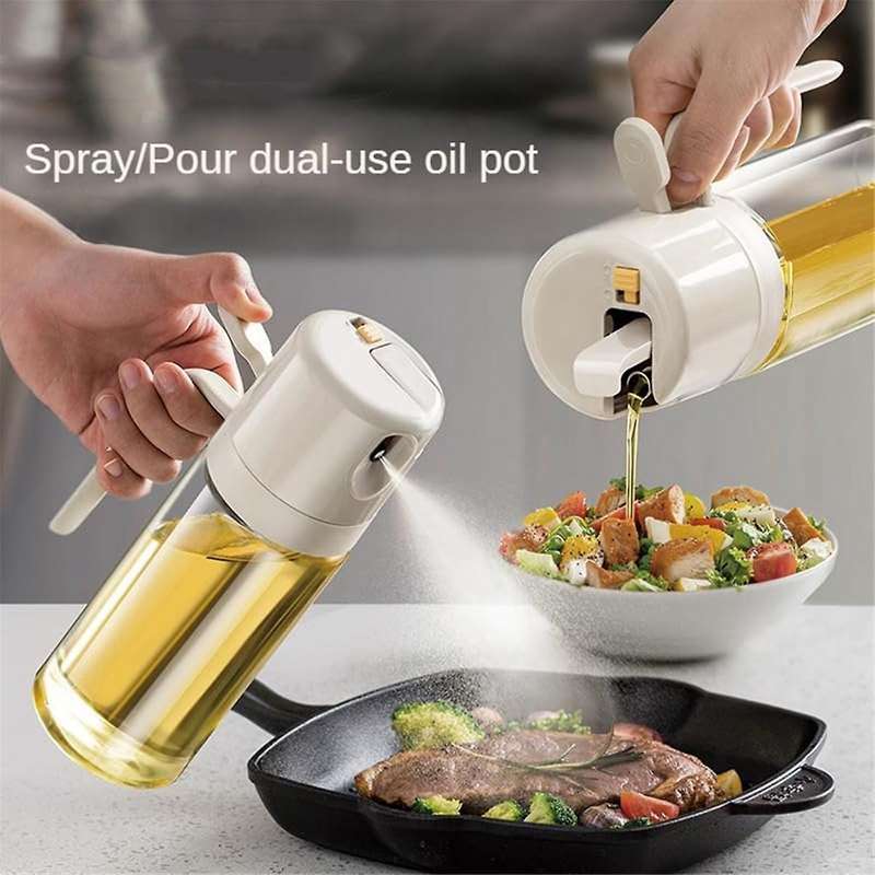 Olive Oil Sprayer for Cooking, Olive Oil Bottle,2-In-1 Oil Dispenser,550ml Glass /Dumping Dual-Purpo