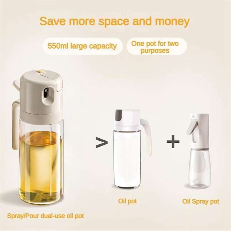 Olive Oil Sprayer for Cooking, Olive Oil Bottle,2-In-1 Oil Dispenser,550ml Glass /Dumping Dual-Purpo