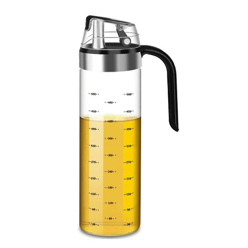 Olive Oil Dispenser Bottle Auto Flip Condiment Container Automatic Cap and Leakproof Vinegar Glass