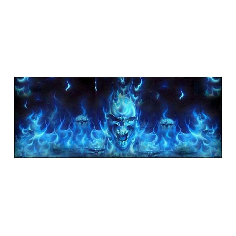 One Way Vision for Truck Suv Pickup Blue Flaming Skull 3D Rear Windshield Decal Sticker Decor Rear