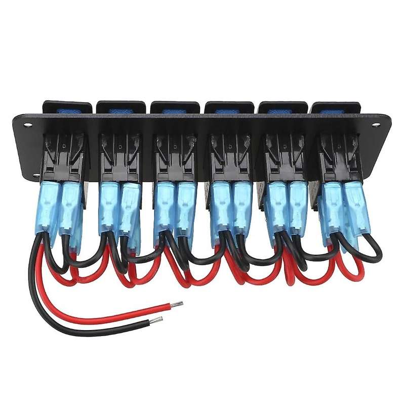 ON-OFF Rocker Switch Panel Waterproof LED Toggle Switch Panel 12/24V 6 Gang for Marine Boat Caravan