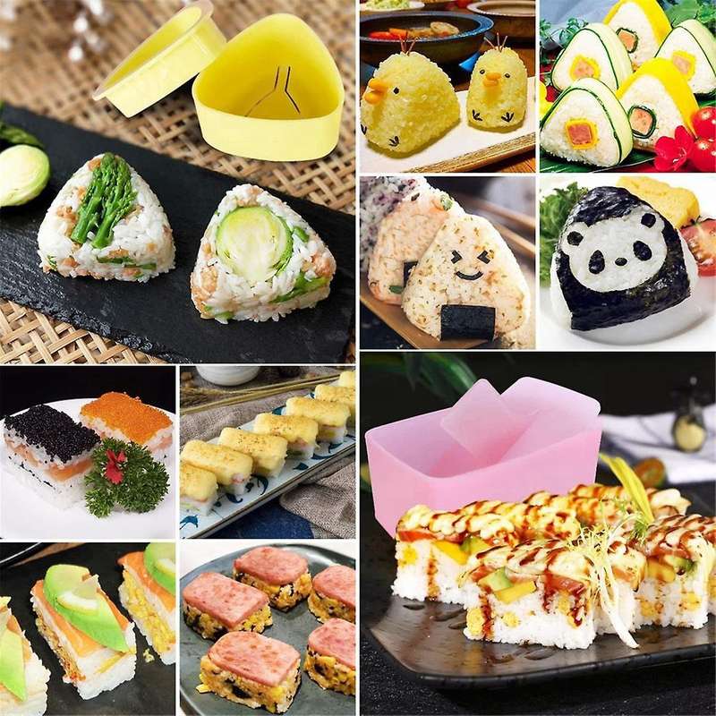 Onigiri Mold, 3 Pack Rice Mold Musubi Maker Kit, Maker Press, Classic Triangle Rice Ball Maker Sushi