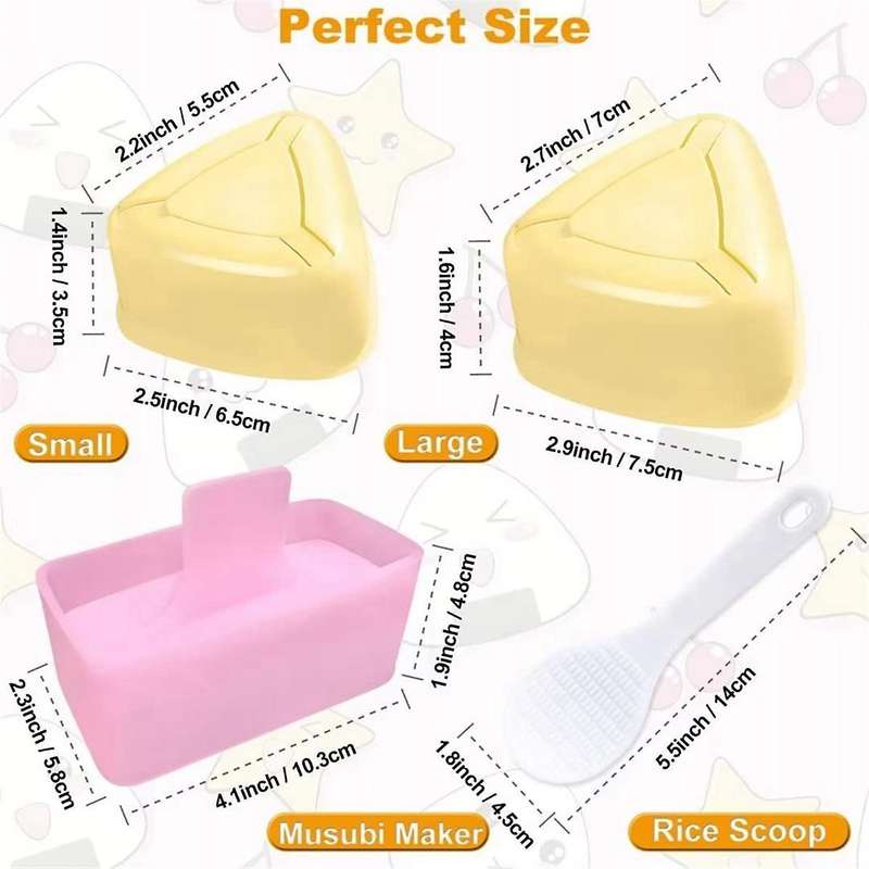 Onigiri Mold, 3 Pack Rice Mold Musubi Maker Kit, Maker Press, Classic Triangle Rice Ball Maker Sushi