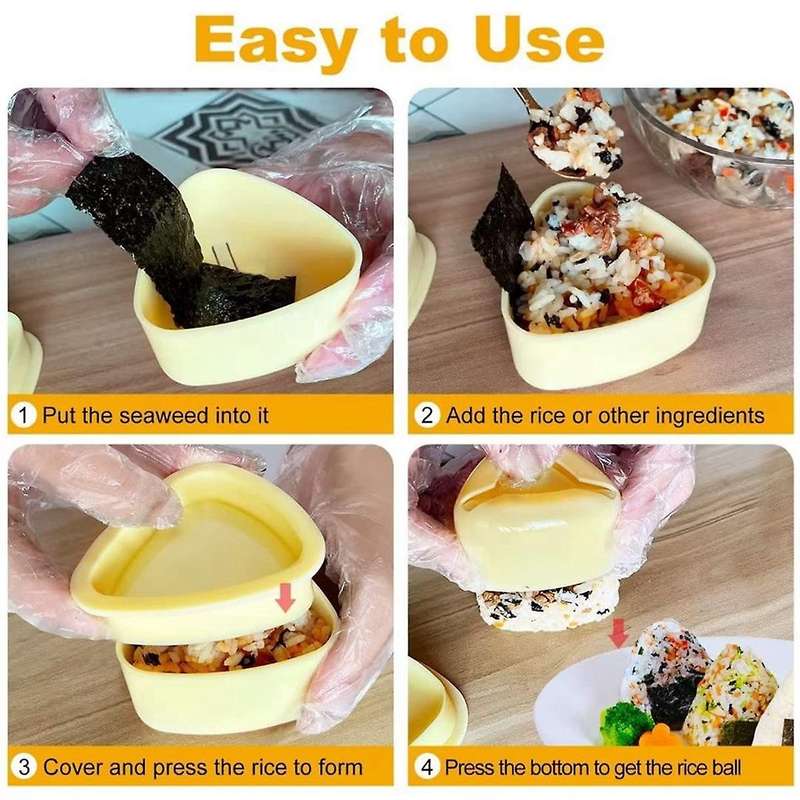 Onigiri Mold, 3 Pack Rice Mold Musubi Maker Kit, Maker Press, Classic Triangle Rice Ball Maker Sushi
