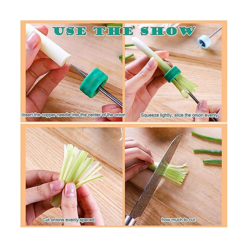 Onion Cutter Multifunctional Stainless Steel Vegetable Green Onion Knife Chopper Shredder [3 Pcs]