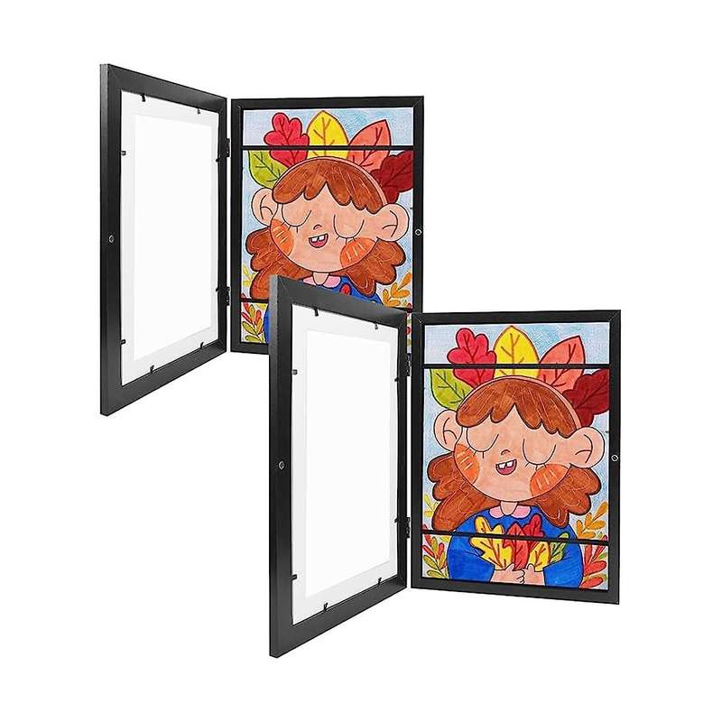 Open Frames for Children's , Fillable Art Frames for Children, Max A4 Art Frames, Black, Pack of 2