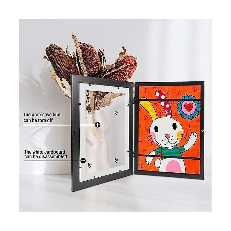 Open Frames for Children's , Fillable Art Frames for Children, Max A4 Art Frames, Black, Pack of 2