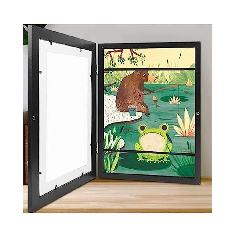 Open Frames for Children's , Fillable Art Frames for Children, Max A4 Art Frames, Black, Pack of 2