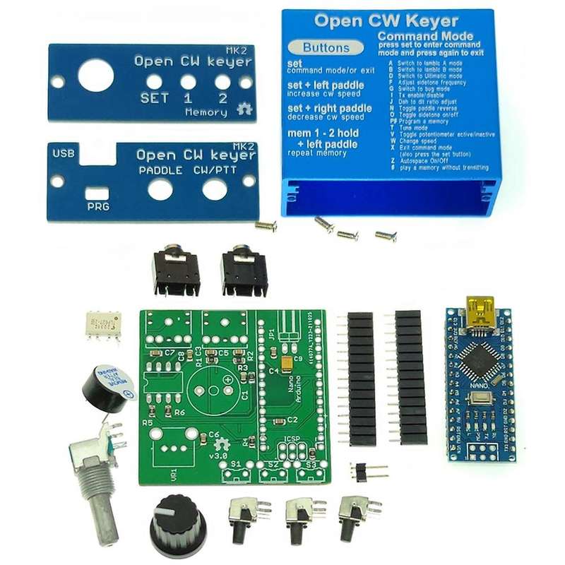 Open Cw Keyer Mk2 Kit with Metal Case Cw Keyer Mk2 Kit Cw Speed Adjustable From 1 to 999 Wpm(diy Ki