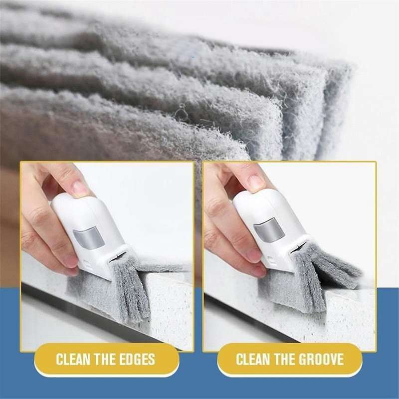 Orange-Window Cleaning Brush Windowsill Groove Deadend Cabinet Crevice Brush with Replace Head House