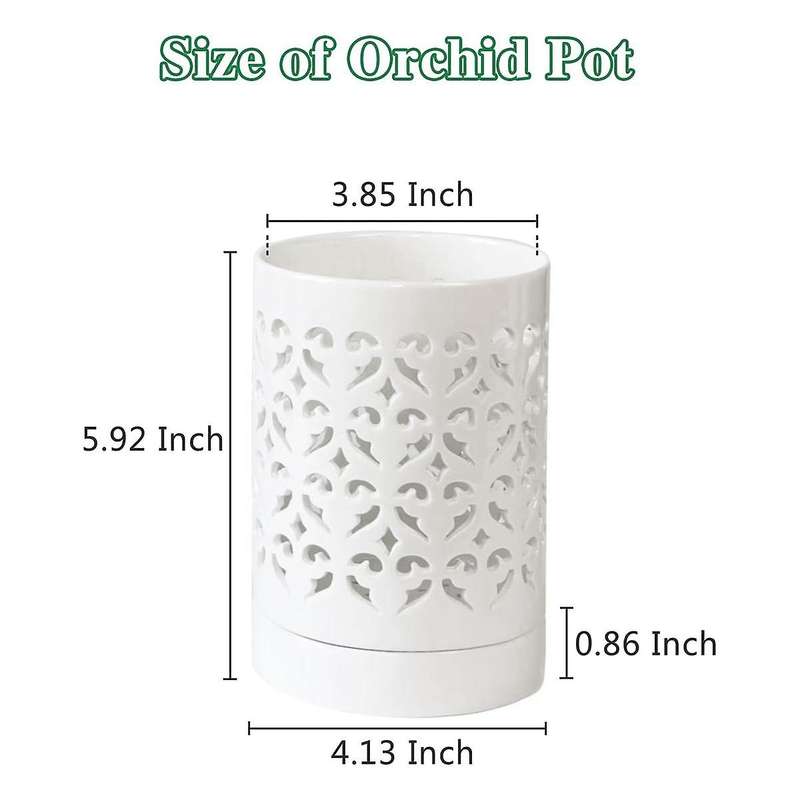 Orchid Pots with Holes,4 Inch Ceramic Orchid Pot for Repotting, Flower Planter Pot Indoor Outdoor