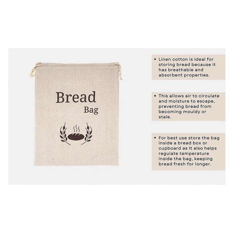 Organic Linen Bread Bag Reusable Bread Bags Food Storage Bag Bread Storage Bags Eco Bread Bag