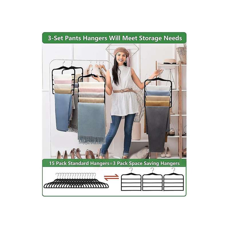 Organization and Storage,10 Pack Pants-hangers-space-saving,closet--and-storage,non Velvet Hanger