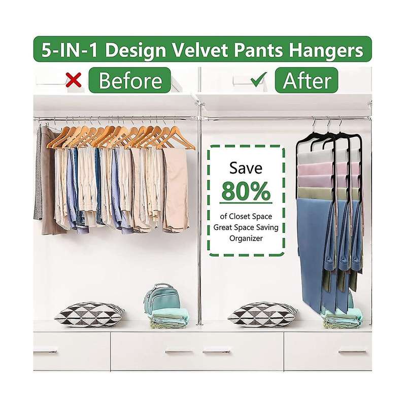 Organization and Storage,10 Pack Pants-hangers-space-saving,closet--and-storage,non Velvet Hanger